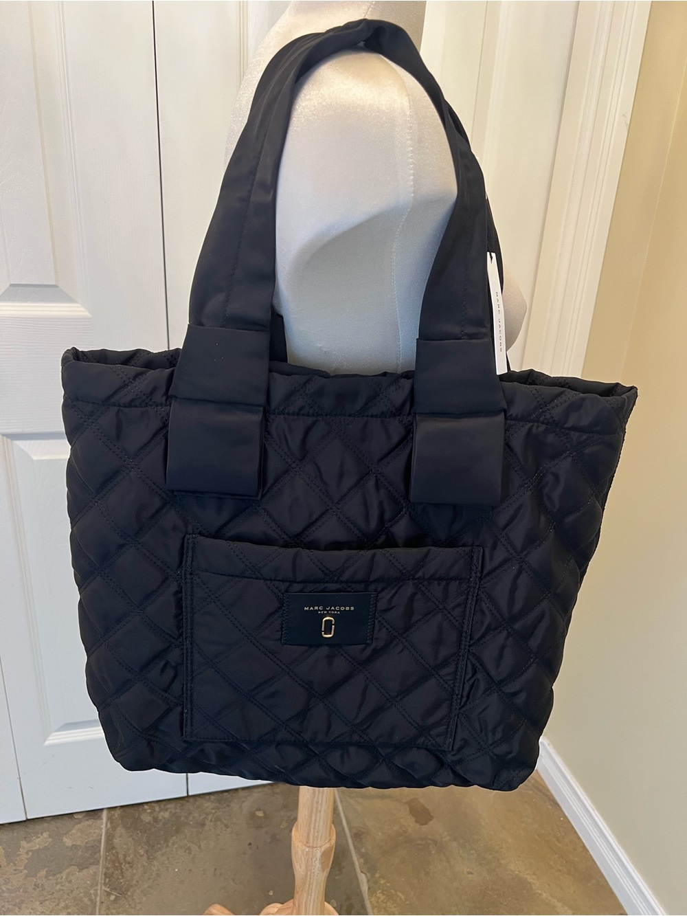 New Marc Jacobs Black Shoulder Bag Quilted Tote with tags